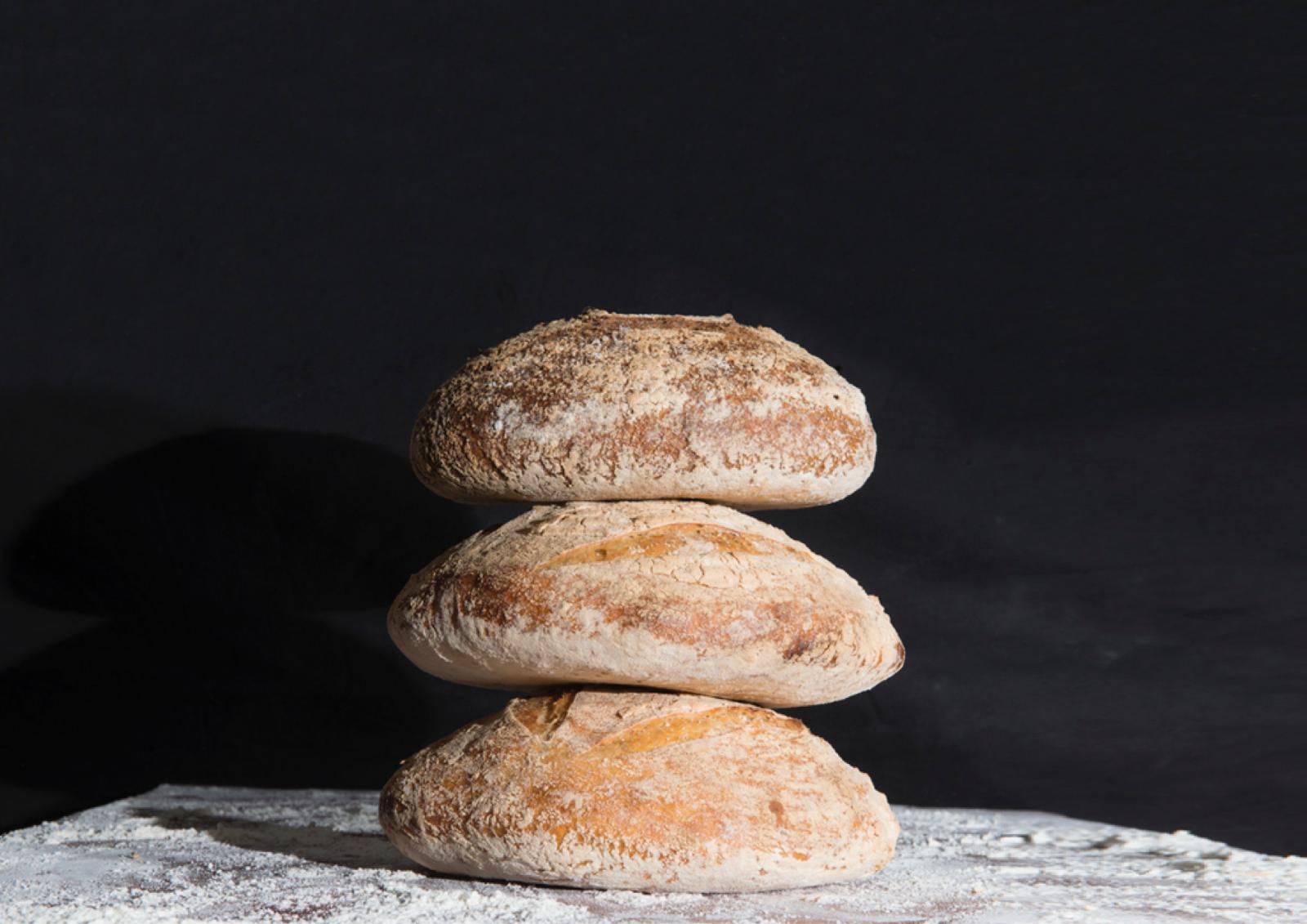 Latest podcast cover — stacked artisan bread